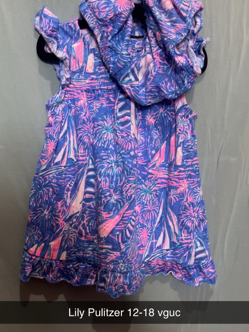 Lilly Pulitzer Sailboat & Fireworks Sundress with bloomers in Blue and Pink